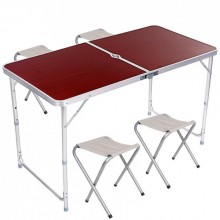 Набір для пікника алюмінієвий стіл і стільці Folding Table Multy Темне дерево