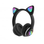 Бездротові Bluetooth-навушники "Котячі вушка" з мікрофоном та FM радіо Cat STN-28 AUX з підсвіткою Чорні