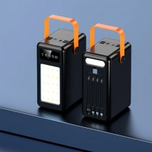 Павербанк Power Bank із ліхтарем SPO 150000 мАг для подорожей із вбудованими кабелями чорний